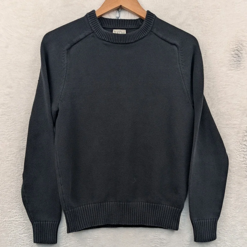 J. Crew Sweater Men's S Black Faded Crewneck Raglan Knit Basic Preppy Fisherman